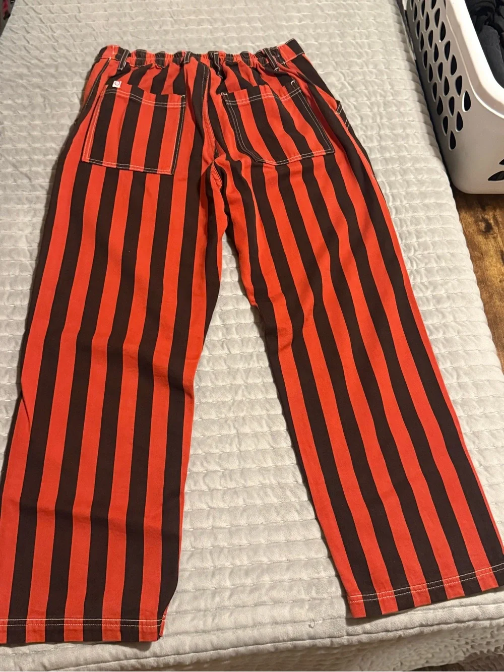 Big Bud Press Work Pants-Red and Black Vertical Stripe - Picture 7 of 12